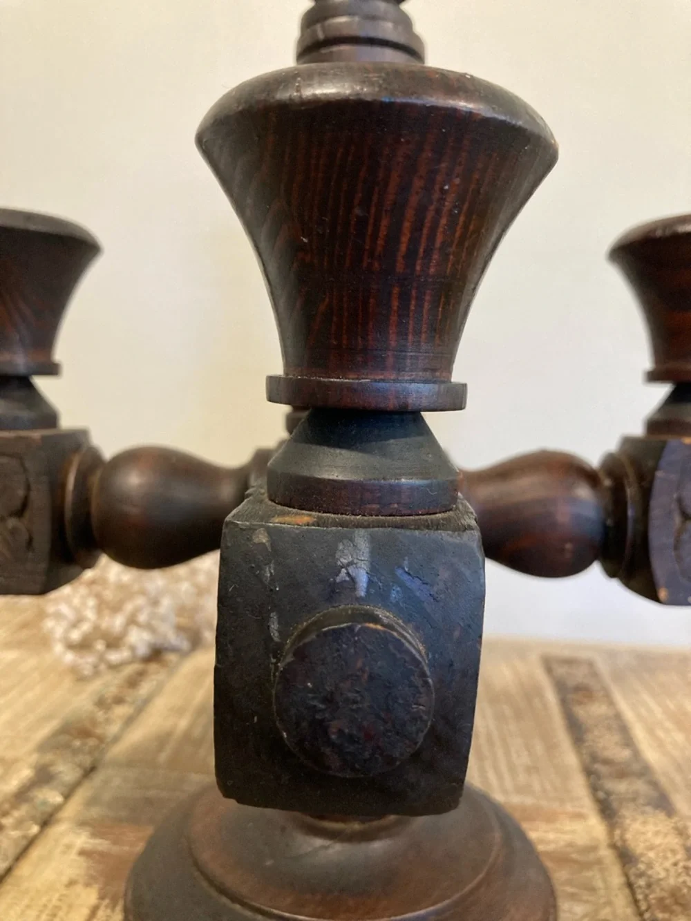 Spanish Revival Gothic Wood Candelabra 5 Candle 13” Rustic Decor - Picture 13 of 16